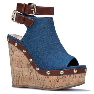 Mariposa Cork Wedge Navy